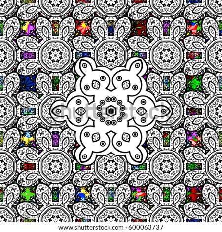 Sketch of many abstract flowers in colors. Hand drawn seamless flower illustration. Seamless pattern abstract floral background.