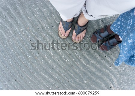 Family and love concept. Selfie, top view of couple feet. Symbol of love.