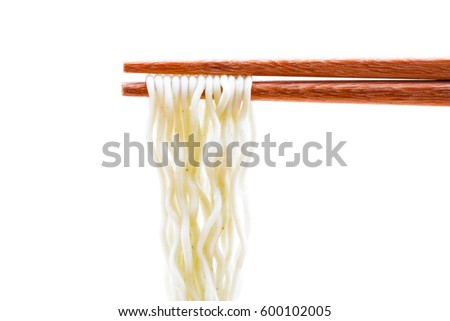chopsticks noodles isolated on white background with clipping path