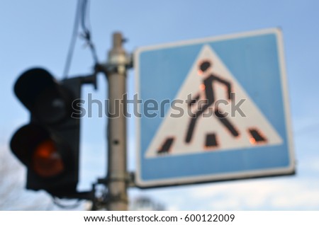 sign crosswalk and traffic light