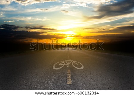 Bicycle path Silhouettes Sunset in the City