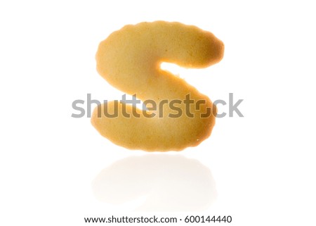 Letter S Cookie Biscuit english capital font isolated on white with path.