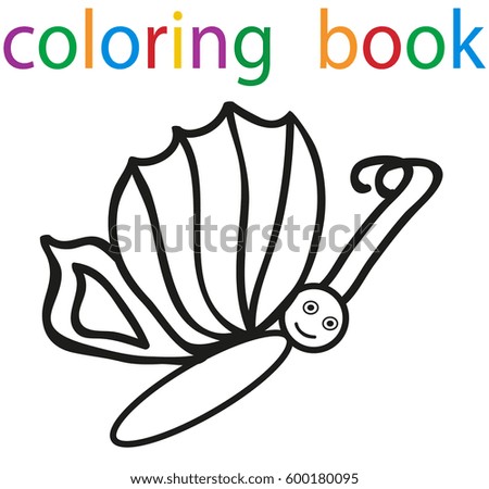 Vector, book coloring cartoon butterfly
