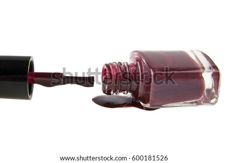 dark red nail Polish isolated on white background closeup