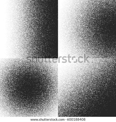 Halftone textures, patterns with black dots, gradient grain grunge vector backgrounds Royalty-Free Stock Photo #600188408