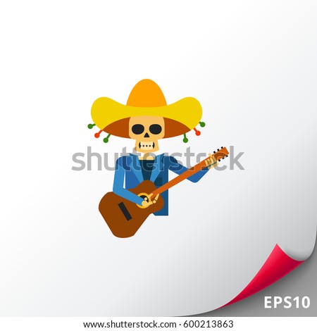 Mariachi Skeleton Guitar Player Icon