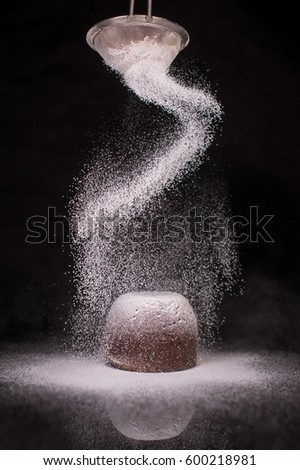 chocolate fondant with icing sugar