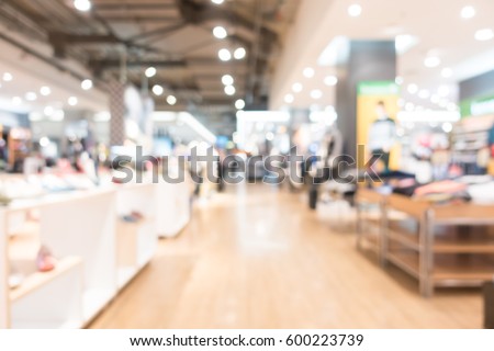 Abstract blur and bokeh beautiful luxury shopping mall and department store interior for background Royalty-Free Stock Photo #600223739