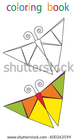 Vector, book coloring butterfly origami