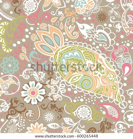 Lace paisley abstract  retro damask pattern. can be used for wallpaper interior, cloth, scarf, bandana, pattern fills, web page background, surface textures - stock vector. 