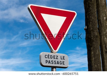 Give way road sign in France