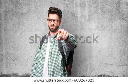 angry student man pointing front