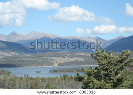 Lake dillon with island and pine trees
