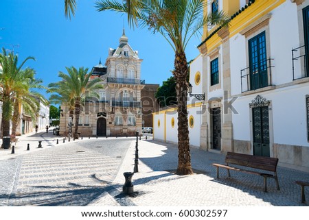 Faro is the main town of Algarve, Portugal Royalty-Free Stock Photo #600302597
