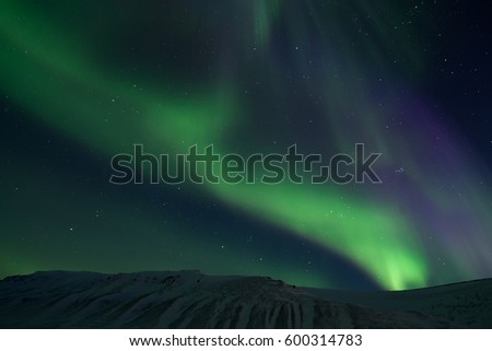 A beautiful green aurora borealis