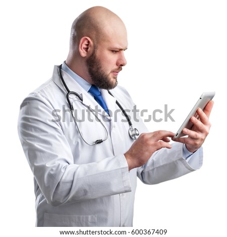 Doctor using digital tablet.