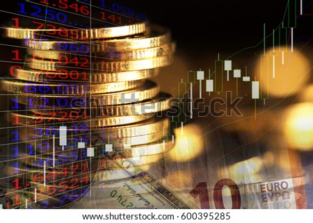 Finance background with money and graph.
