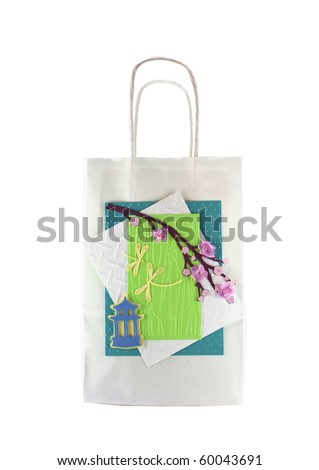 Hand made gift bag isolated on a white background