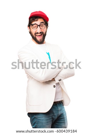 young crazy businessman winking eye