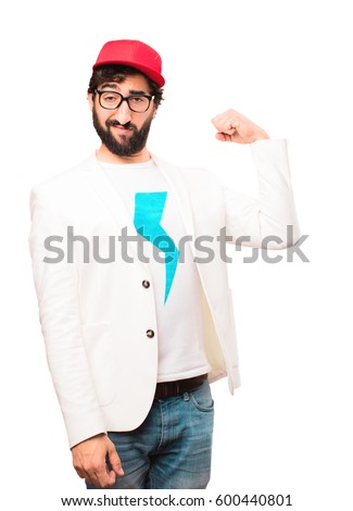 young crazy businessman strong pose