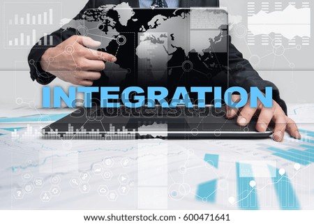 Businessman presenting integration concept.
