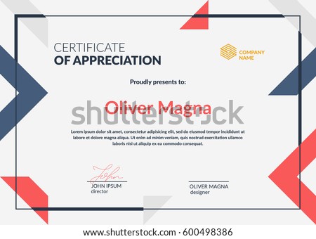 Certificate of Appreciation template.Trendy geometric design. Layered eps10 vector. Royalty-Free Stock Photo #600498386