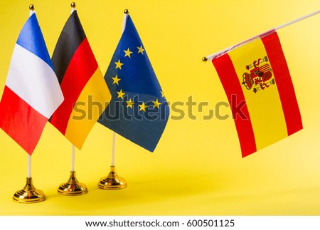 Spain and France, Germany and Eu flag