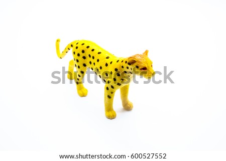cheetah animal Toy made of plastic on a white background