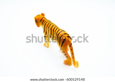 tiger animal Toy made of plastic on a white background