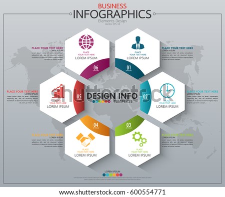 Infographic business horizontal timeline process chart template. Vector modern banner used for presentation and workflow layout diagram, web design. Abstract elements of graph 6 steps options.