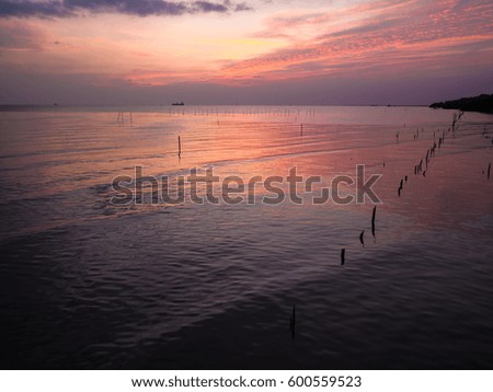 SAMUT PRAKAN THAILAND : amazing colorful sky cloud and sky on twilight sunset time seascape