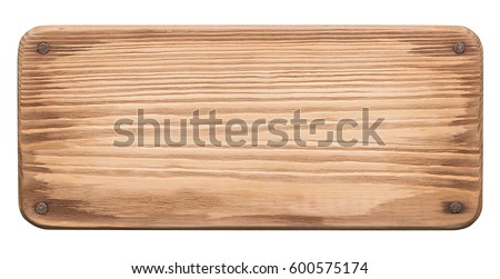 Rustic wooden board with nails. Old plank with rounded corners.