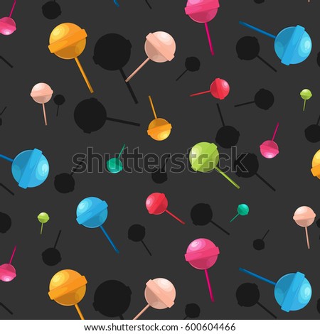 Vector lollipop pattern. Cartoon dessert candy texture. Colorful sugar delicious print. Happy children decoration