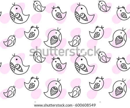Birds pattern line with eggs eastern