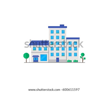 House isolated on white background. Residential urban building. City constructor icon. Flat vector illustration design. 