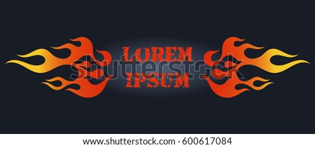 Red and orange gradient fire frame, old school flame logo, isolated vector illustration
