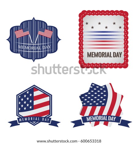 Isolated memorial day label on a white background, Vector illustration