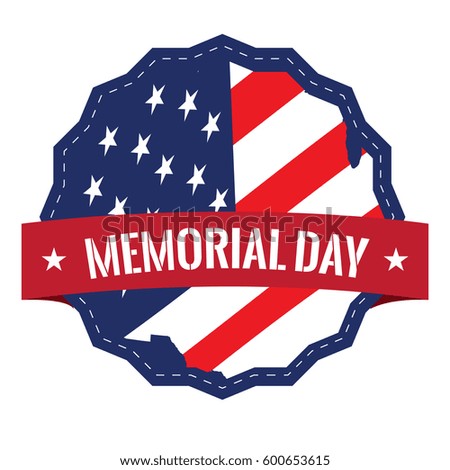 Isolated memorial day label on a white background, Vector illustration