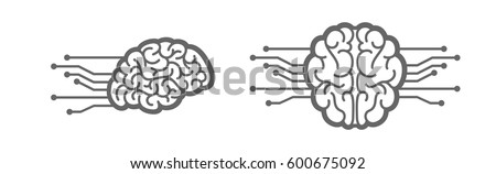 Electronic brain icon. Artificial intelligence