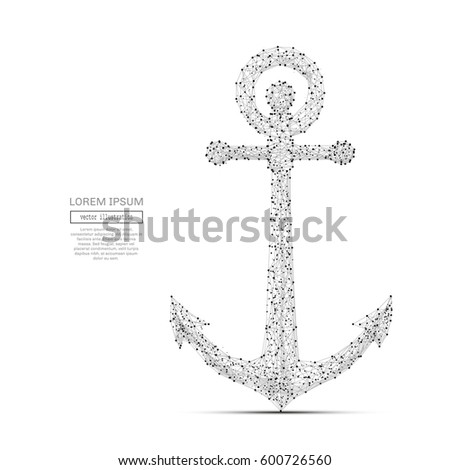 Abstract mash line and point anchor on background with an inscription. Starry sky or space, consisting of stars and the universe. Vector business illustration