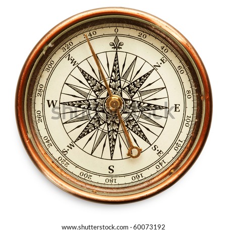 Old compass on white background Royalty-Free Stock Photo #60073192