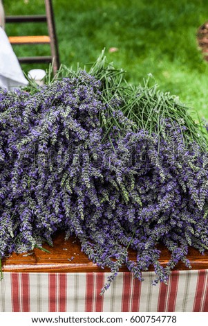 bundles of lavender on a table