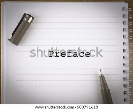 Book content concepts over notebook - preface Royalty-Free Stock Photo #600791618