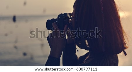 Woman Taking Snap Photo with Camera Wanderlust