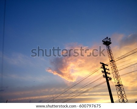 The cable is on a beautiful sky background.