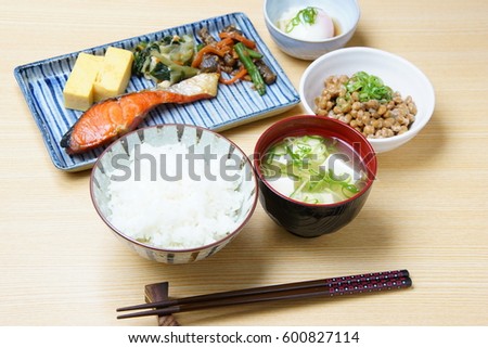 Typical japanese breakfast image; Japanese cuisine