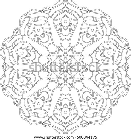 Mandala design. Antistress coloring book for adult. Abstract vector black round lace lace.