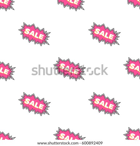 Online shopping collection. Vector sale cloud seamless pattern. Fashion illustration, patches, stickers. Hand sketched background in vogue style.