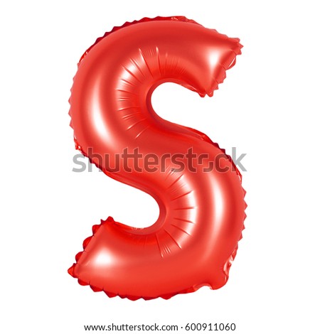 Letter S from English alphabet of balloons on a white background (red)