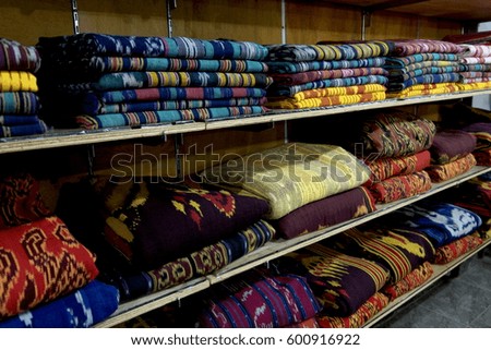 A variety of handmade woven fabrics.
